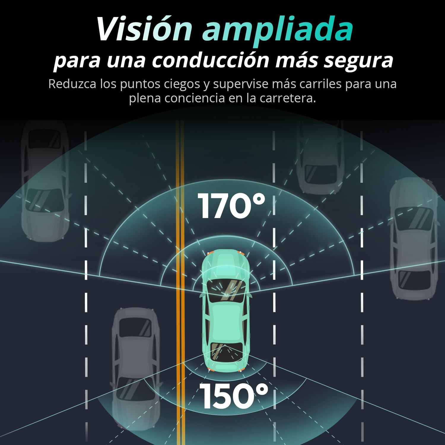 BOTSLAB 4K Cámara Doble para Salpicadero Delantera y Trasera, Sensor STARVIS 2, GPS Integrado, Control por Voz, Cámara WiFi de 5 GHz para Automóviles, Tarjeta de 64 GB Incluida.