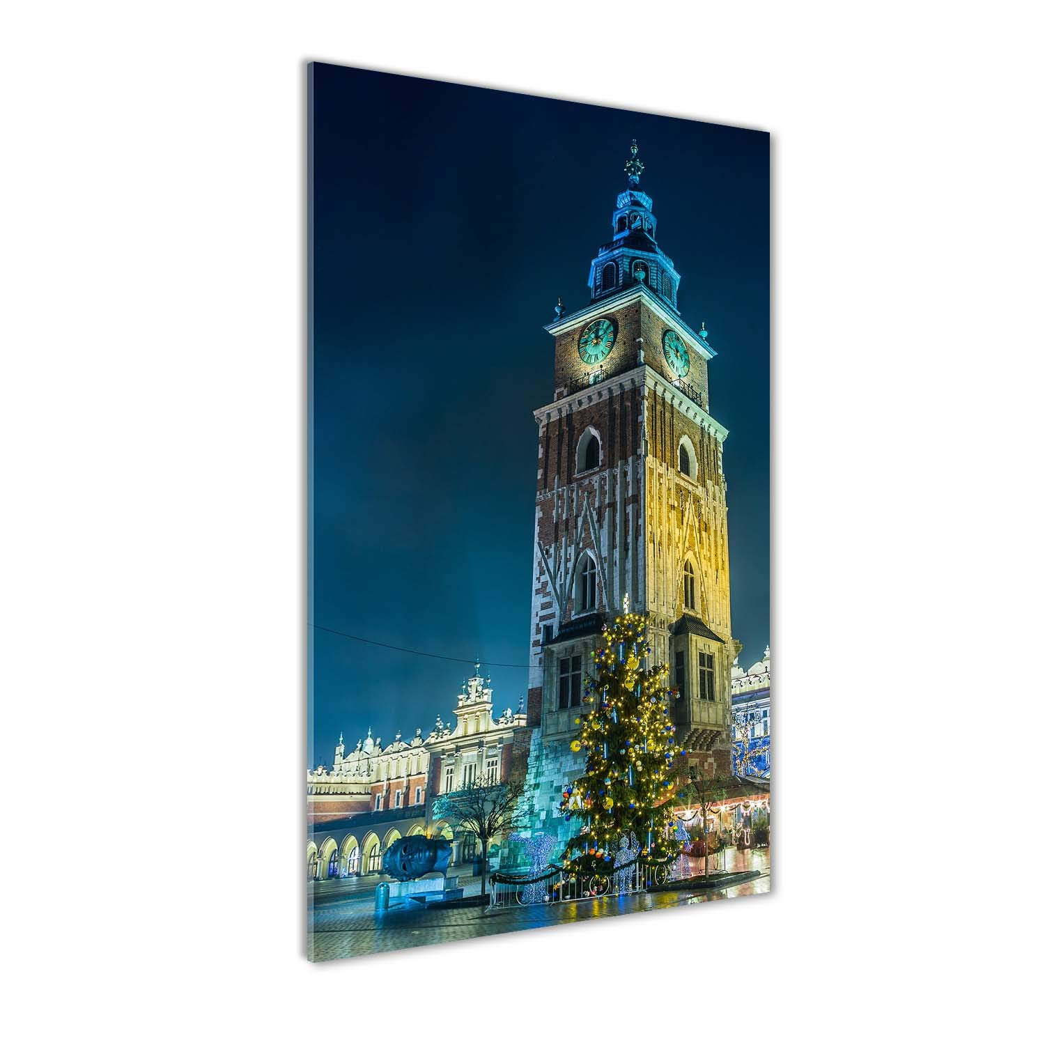 Cracovie Pologne tableau sur verre trempé haut de gamme 70x140cm bleu
