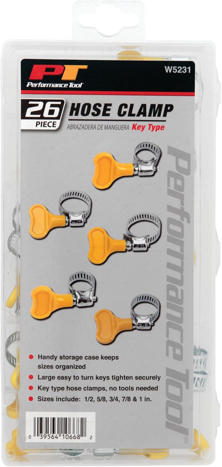 Performance Tool W5231 26pc Key Type Hose Clamps Kit