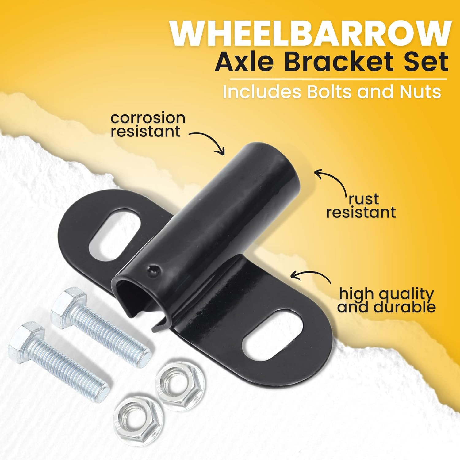 (4-Pack) Wheelbarrow Axle Bracket Set - 3.27-Inch Wide by 2.17-Inch Long Wheelbarrow Bracket - Complete Set Includes Bolts and Nuts - Compatible with 5/8 Inch Wheelbarrow Axles : Patio, Lawn & Garden