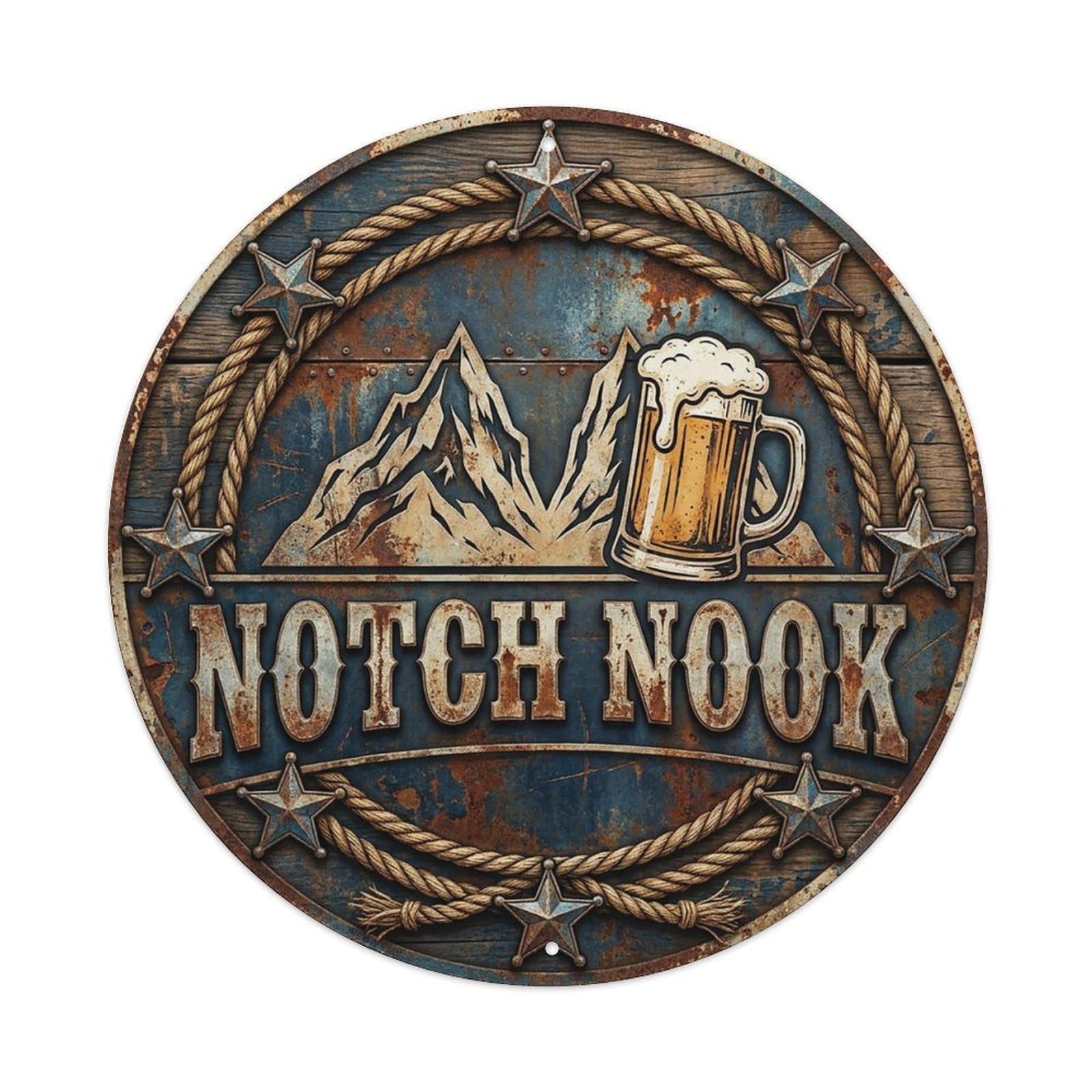 Vintage Beer Western Cowboy Notch Nook Retro Bar for Pub Vintage Metal Tin Sign Plaque Wall Decor for Cafe, Club Bar, Office, Garden Metal Poster 8x8Inch