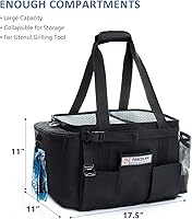 Vista 5 de FREECOLSH - Organizador impermeable negro, 16 x 11 x 11 pulgadas, con correa desmontable y almohadilla para el hombro para llevar utensilios