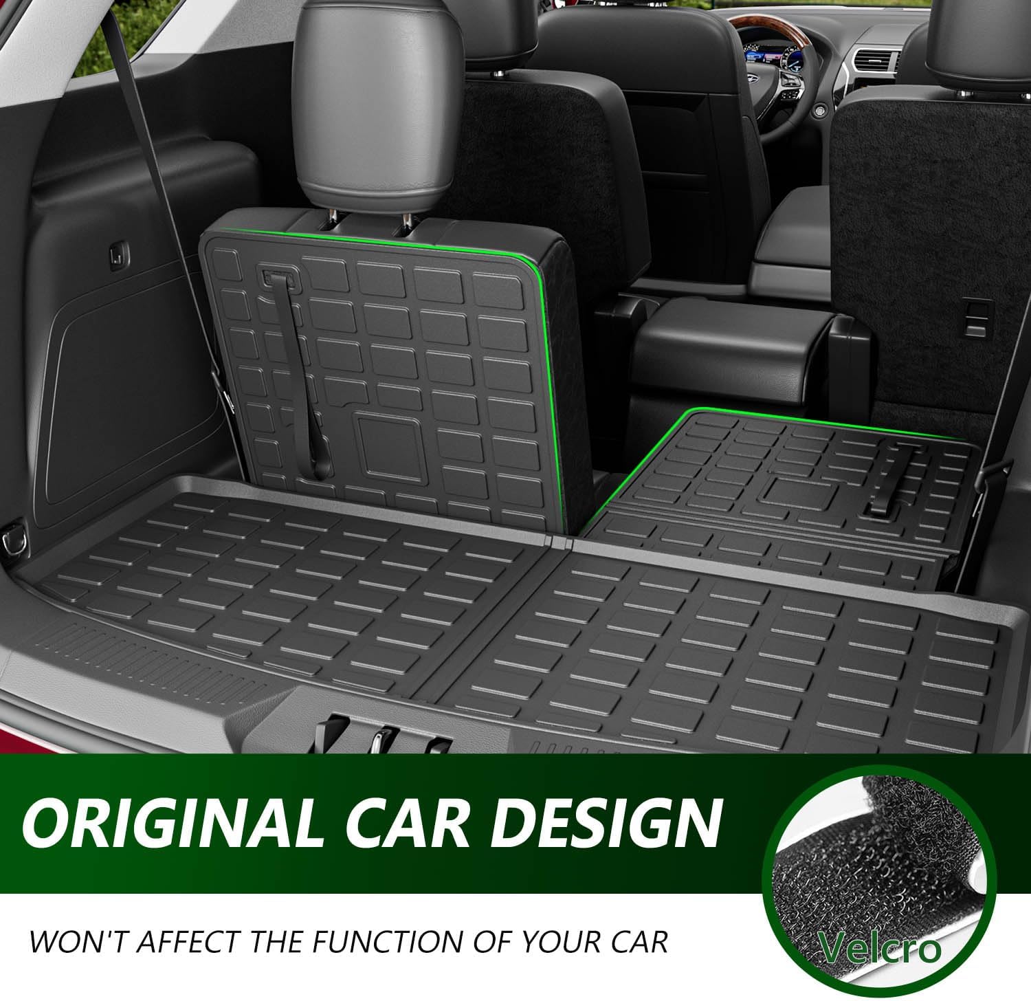 xipoqix Cargo Mat Back Seat Protector Compatible with 2020-2025 Ford Explorer Cargo Liner TPE 6&7 Seats Backrest Mat Replacement for 2020-2025 Ford Explorer Accessories (Trunk Mat+Backrest Mat)