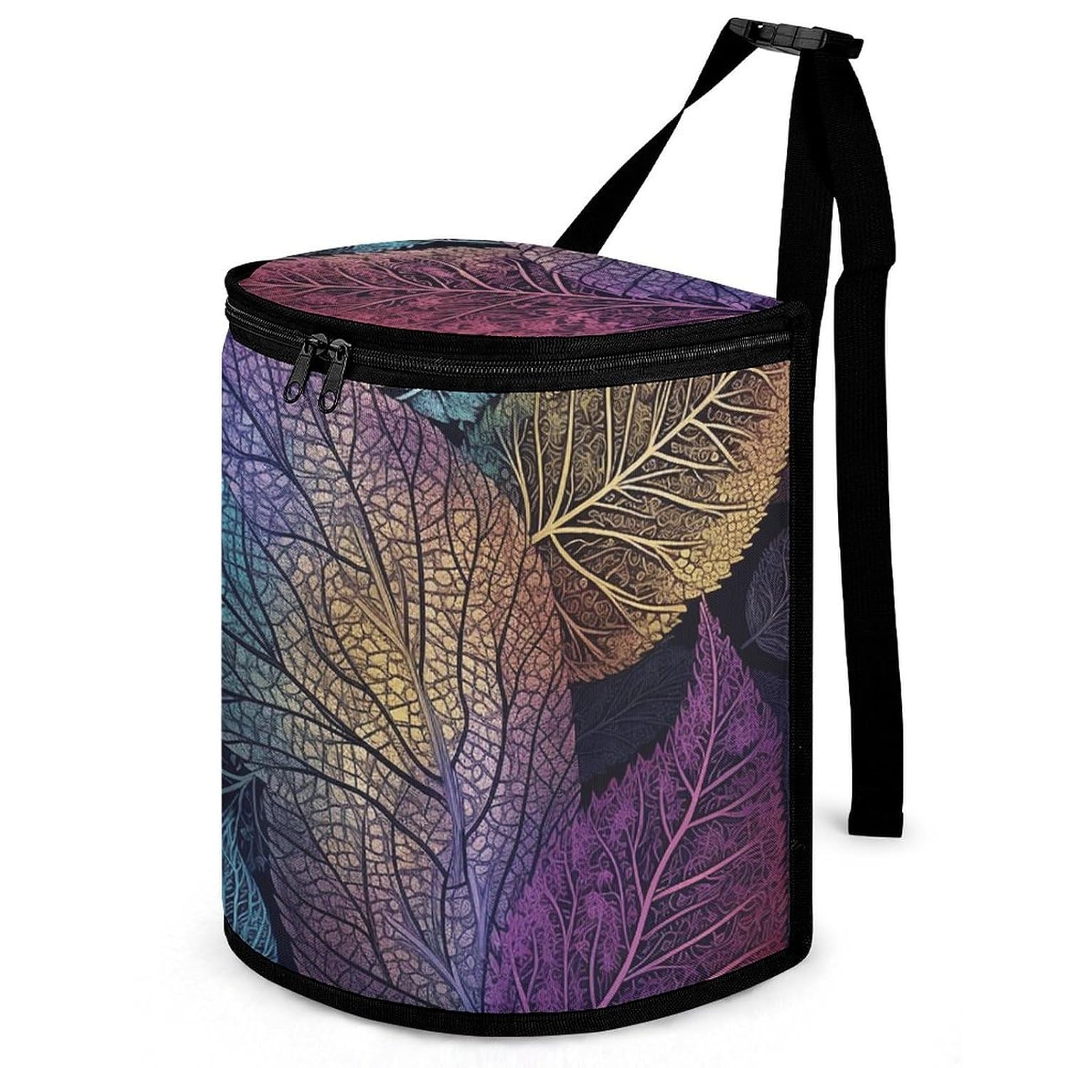 MUSM Leakproof Car Trash Can 2.5 Gallon, Durable Automotive Garbage Bag with Waterproof Liner, Leaves and Stars Trash Bag for Car, Truck, RV & Bathroom