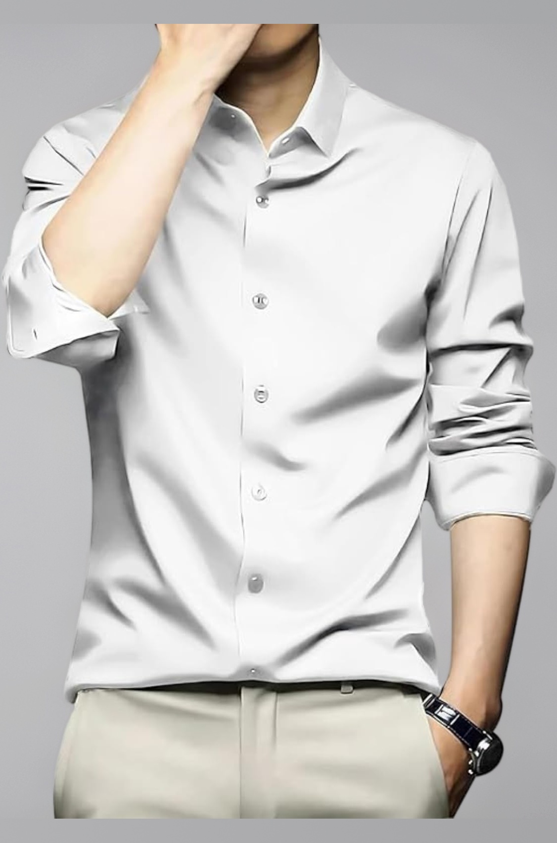 DEELMO Men's Stylish Solid Satin Casual Shirt for Men Full Sleeves| Poly Satin Silk Shirt