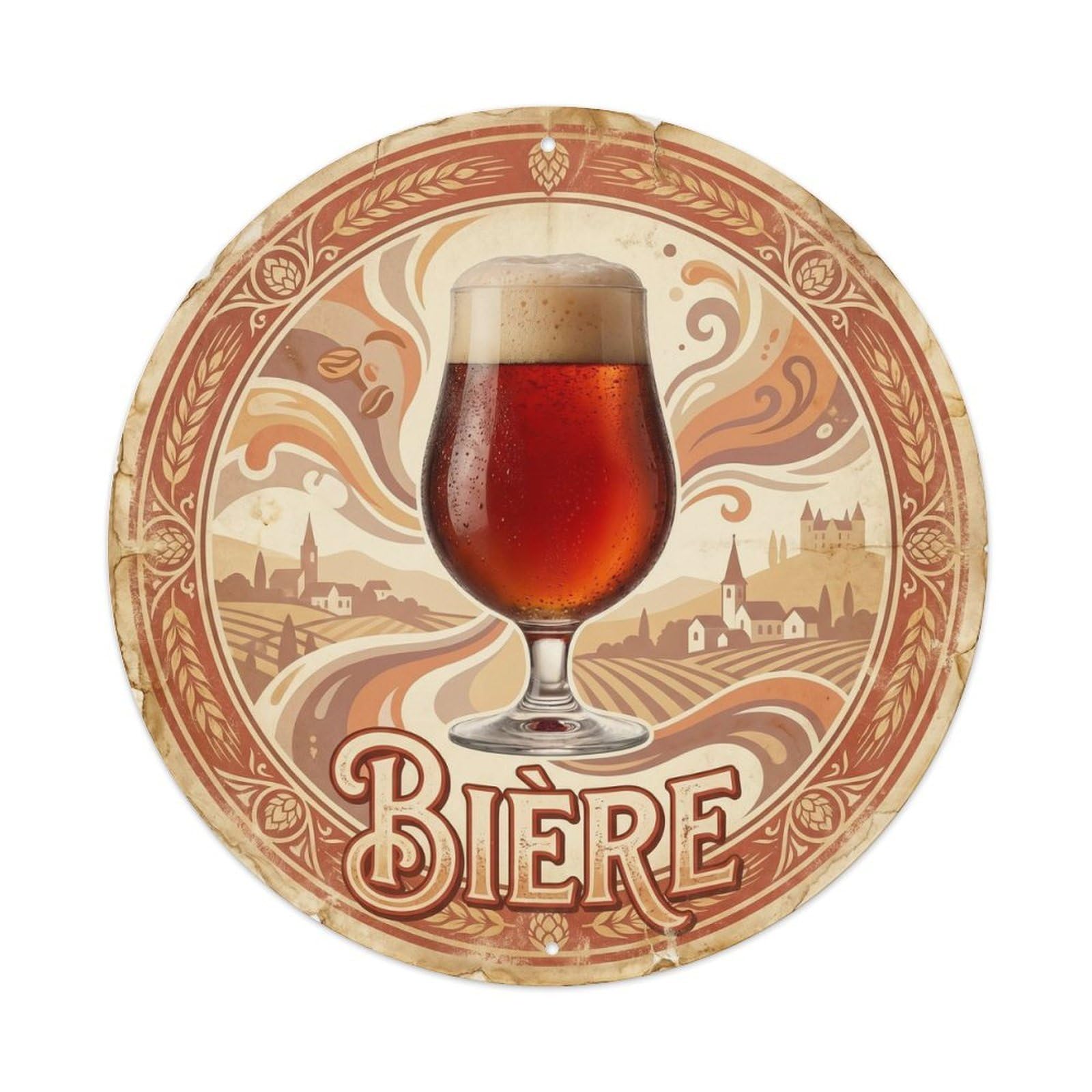 Craft Beer Brew House French Foam Mug Market Travel Metal Tin Sign