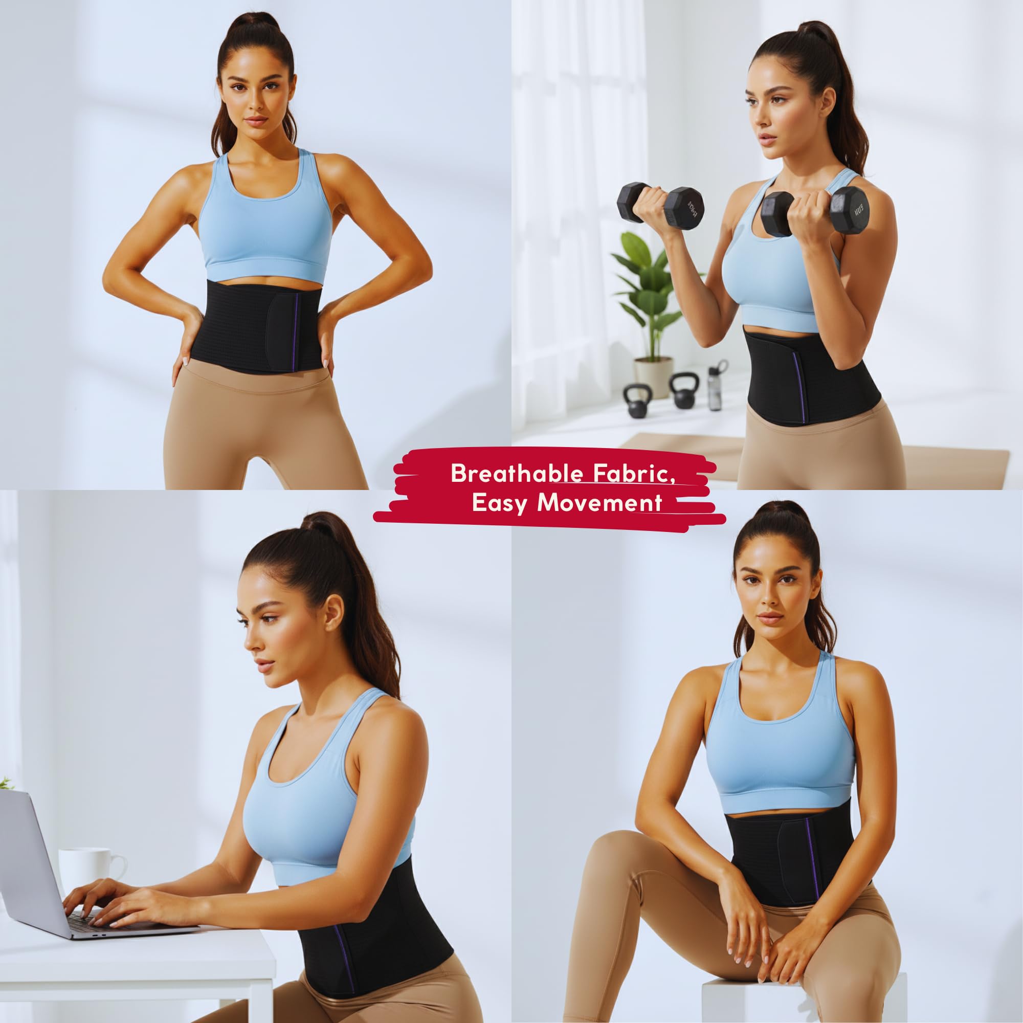 Genérico Ceinture lombaire pour homme et femme - Ceinture lombaire réglable et respirante pour le dos et la posture - Idéale pour le sport, le travail et l'utilisation quotidienne - Ne donne pas de