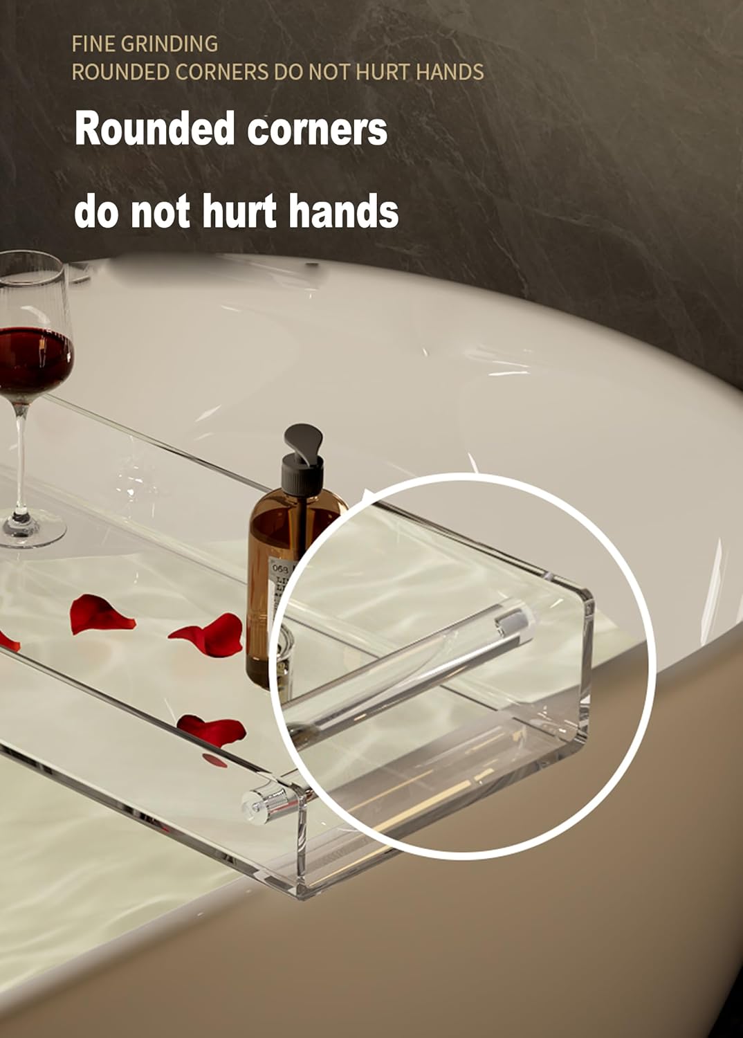 Acrylic Bathtub Caddy Tray for Bathroom with Towel Wine Candle Phone Holder Clear Bath Shelf Rack Shower Supplies 90Cm Size,