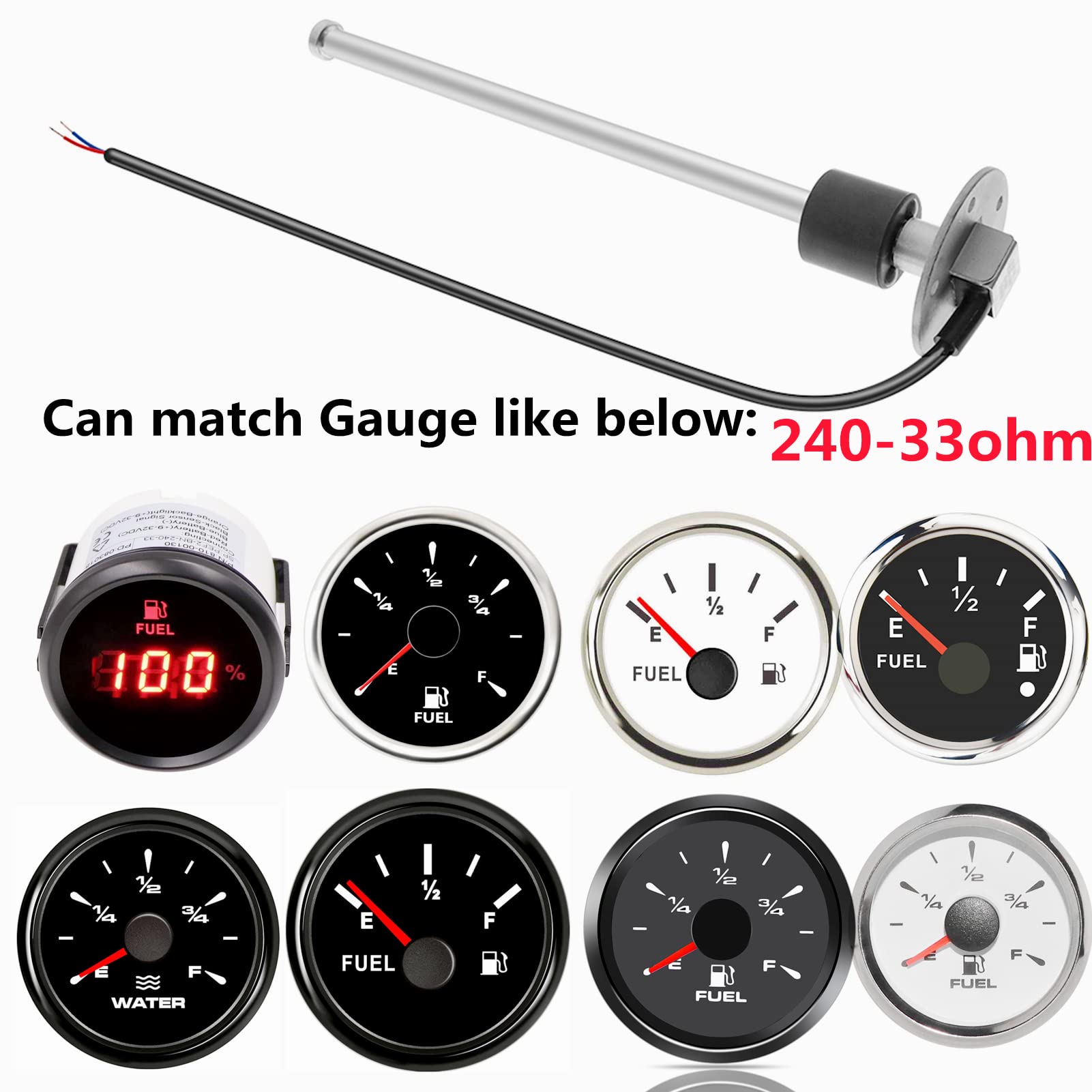 Buy Fuel Sending Unit Marine 12" 24033ohm Fuel Tank Sender Fuel Water