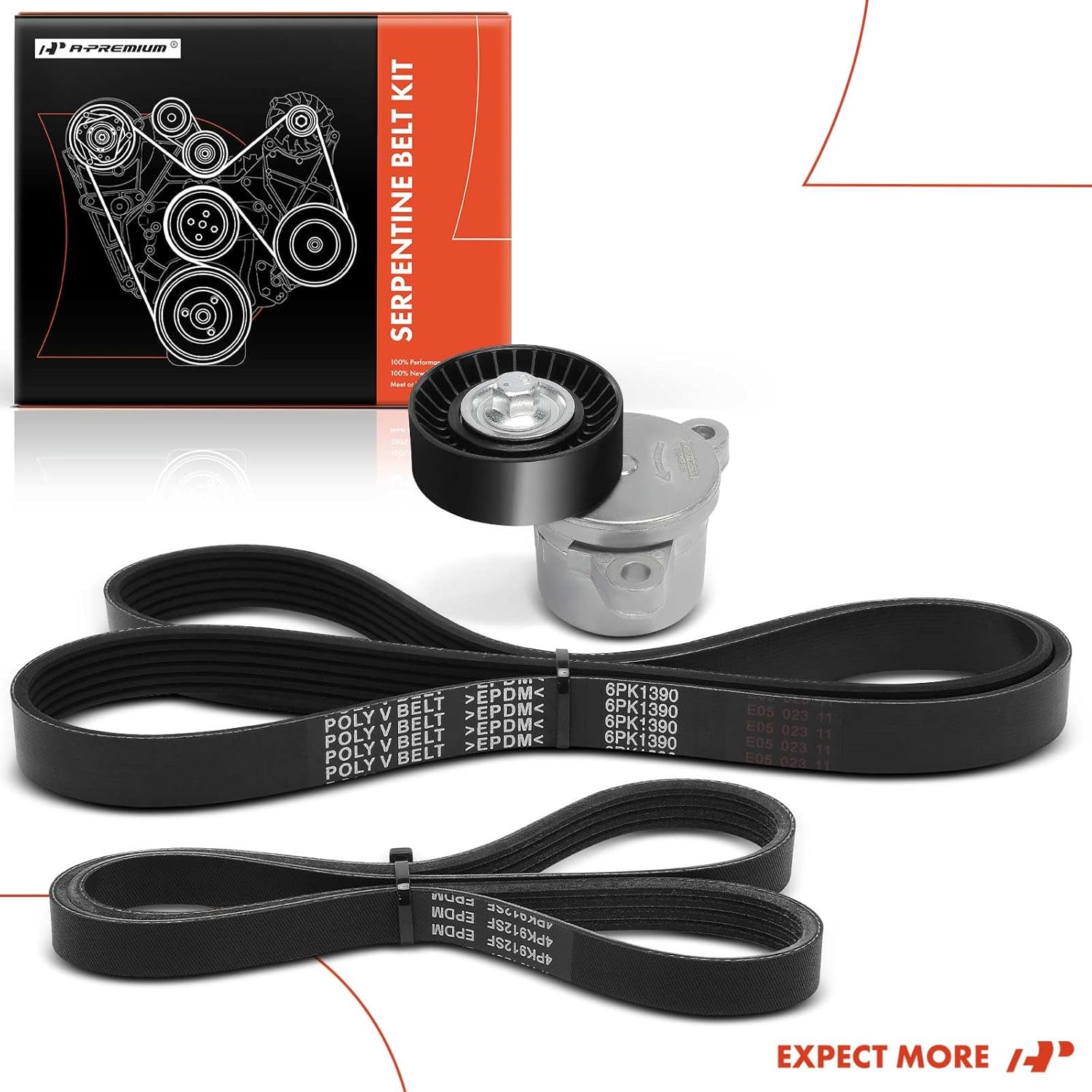 A-Premium Engine Serpentine Belt Drive Kit Compatible with Ford F-150 F150 2011-2017, Mustang 2015-2017 & Lincoln Navigator 2015-2017 - 3.5L 3.7L