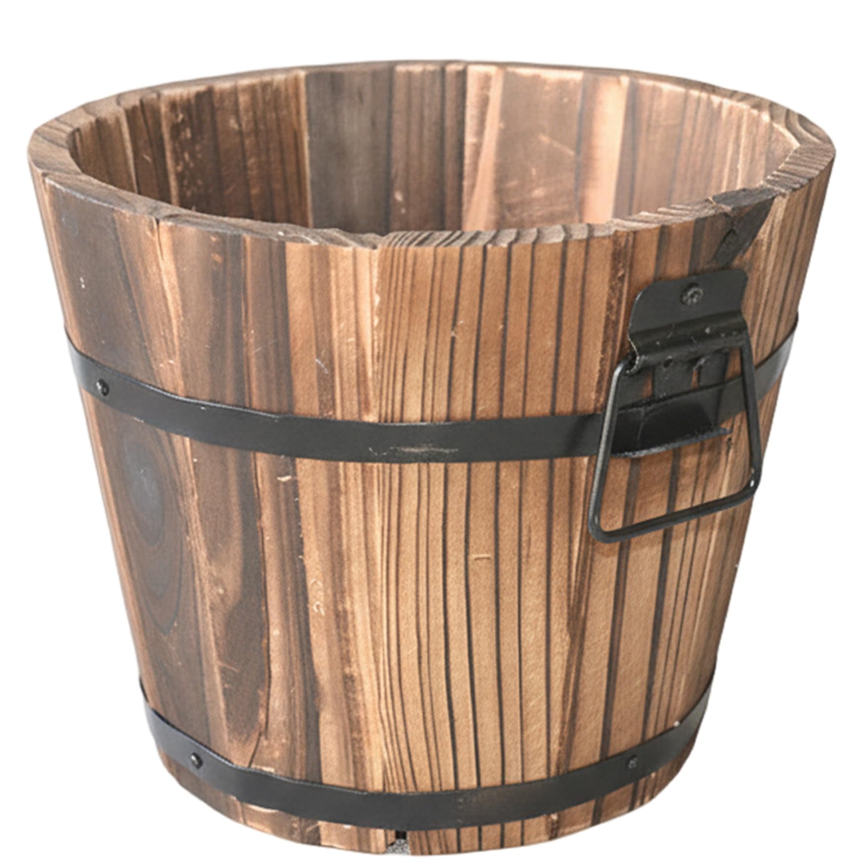 Tonneau de vin jardinière style vintage grand pot rustique en bois noble