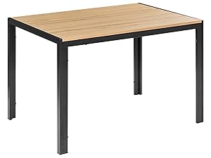 Beliani Mesa de Comedor Moderna de MDF con Metal 120 x 70 cm Muebles de Sala de Estar marrón Claro/Negro Mann