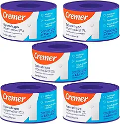 Esparadrapo Branco 2,5cm x 4,5m Cremer | Kit com 5 Unidades