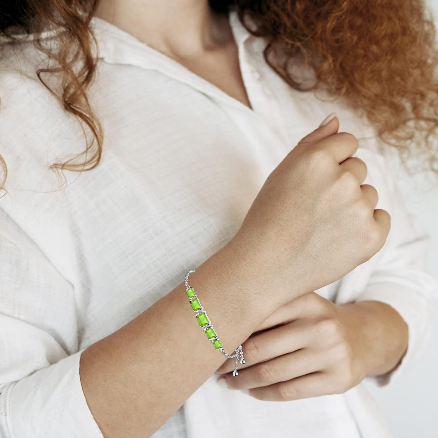 LeCalla 925 Sterling Silver Bracelets for Women | Created Birthstone Gemstone Adjustable Sliding Bolo Bracelet | Women's Birthstone Bracelets Jewelry Gifts - Image 2