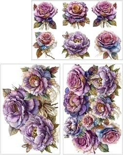 Dixie Belle Belles & Whistles Transfer | Roses and Peonies | (3) 8” x 12" Sheets | Rub On Decorative Transfer for Crafts, Furniture, DIY | Crafting Design Transfer