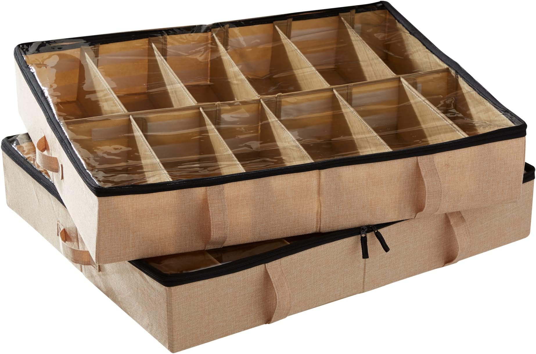 storageLAB Slim Under Bed Storage Containers, Closet Organizers and Storage Bins, 2 Pack Underbed Storage for Shoes, Adjustable Dividers, Use Under the Bed, End of Bed, Bed Accessories, Shoe Storage