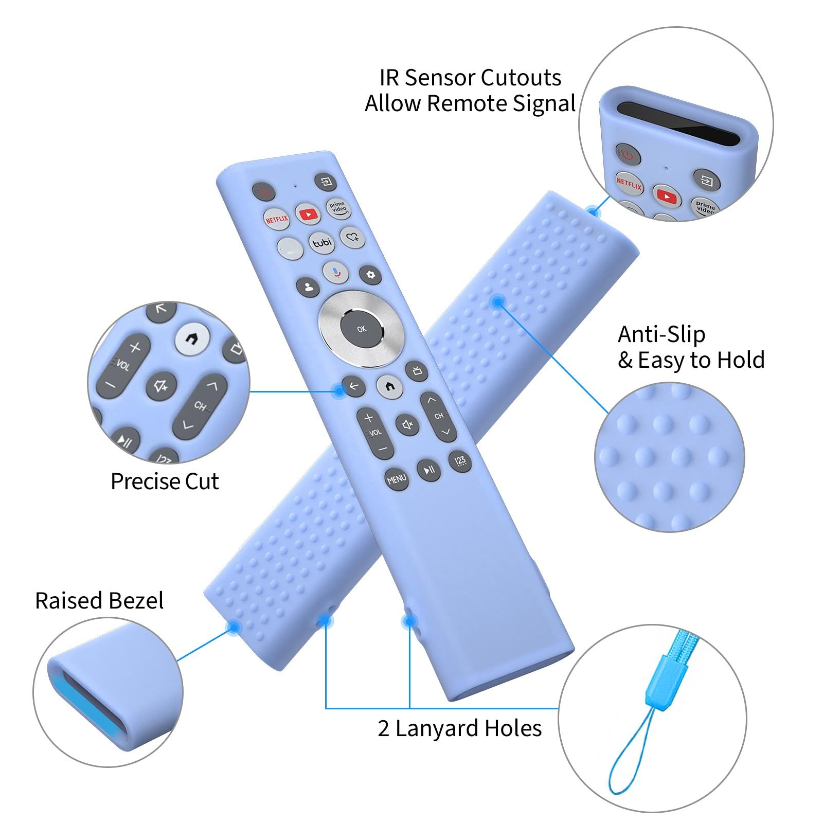 Custodia In Silicone Per Telecomando Hisense – Serie A7, U8, LCD 4K – Modelli 55/65/75/85A7N, 85U88N E Simili – Colore Blu Luminoso - 4