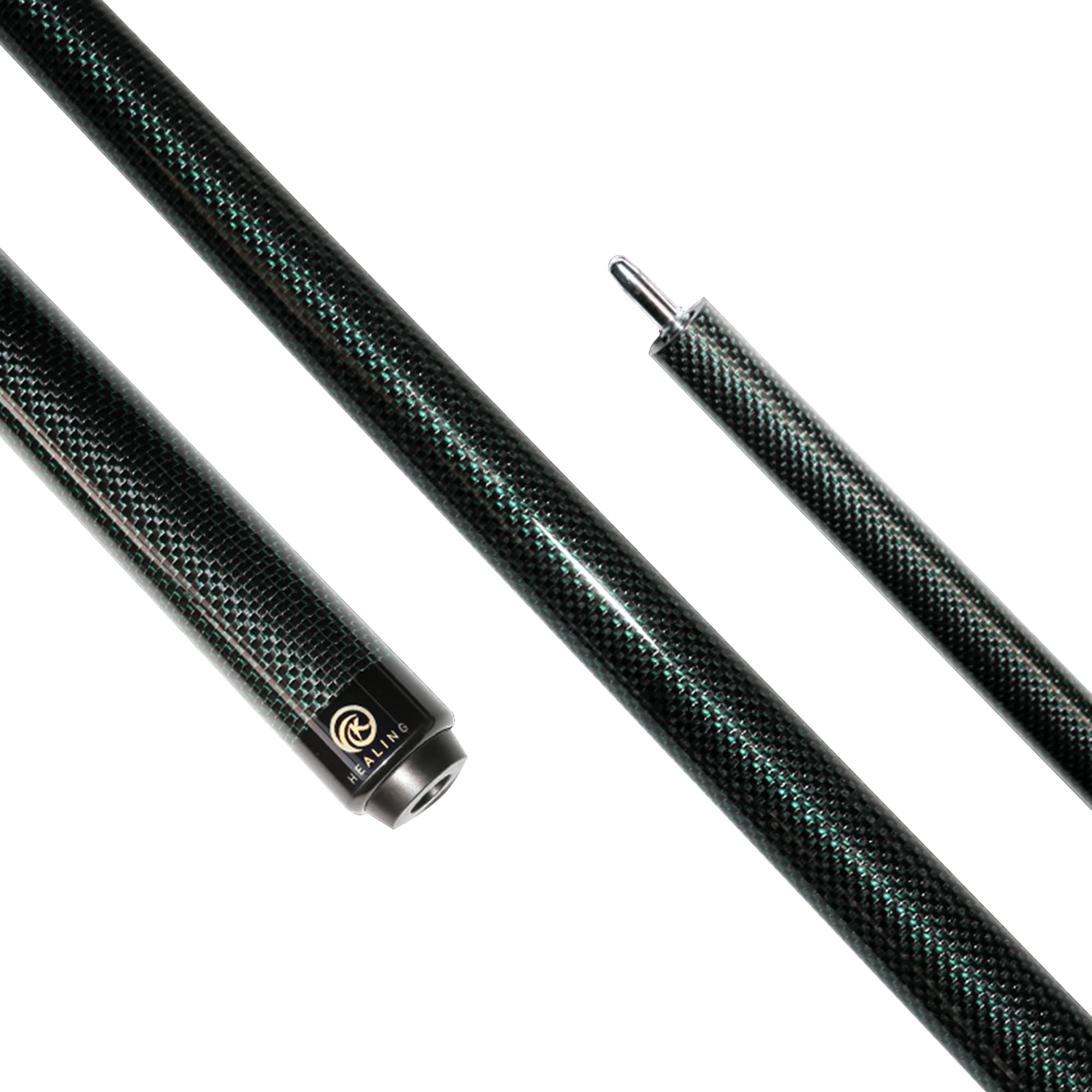 KHEALING Queue de billard en fibre de carbone de 58 pouces, structure 1/2, connecteur à 3 dents, pointe de 12,4 mm, 540-567 g, convient pour les joueurs de billard professionnels