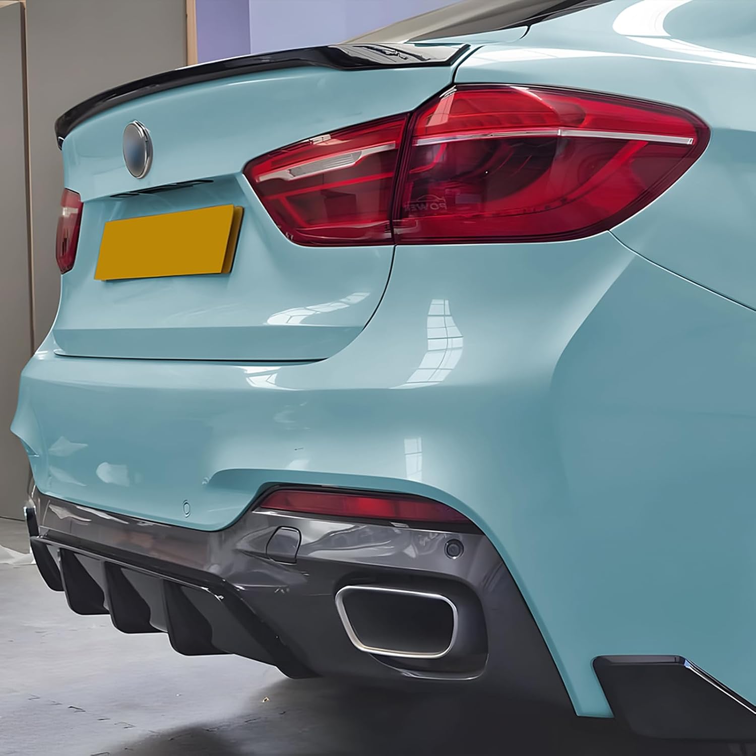 Rear Bumper Diffuser Lip Bodykit For BMW X6 F16 M Sport 2014-2019 2015 Gloss Black Carbon Fiber Look