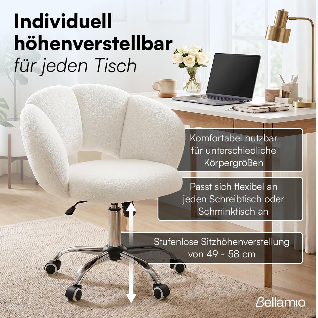 Bellamio Meli Schreibtischstuhl Wolkenform, Weiß, 140 kg, höhenverstellbar