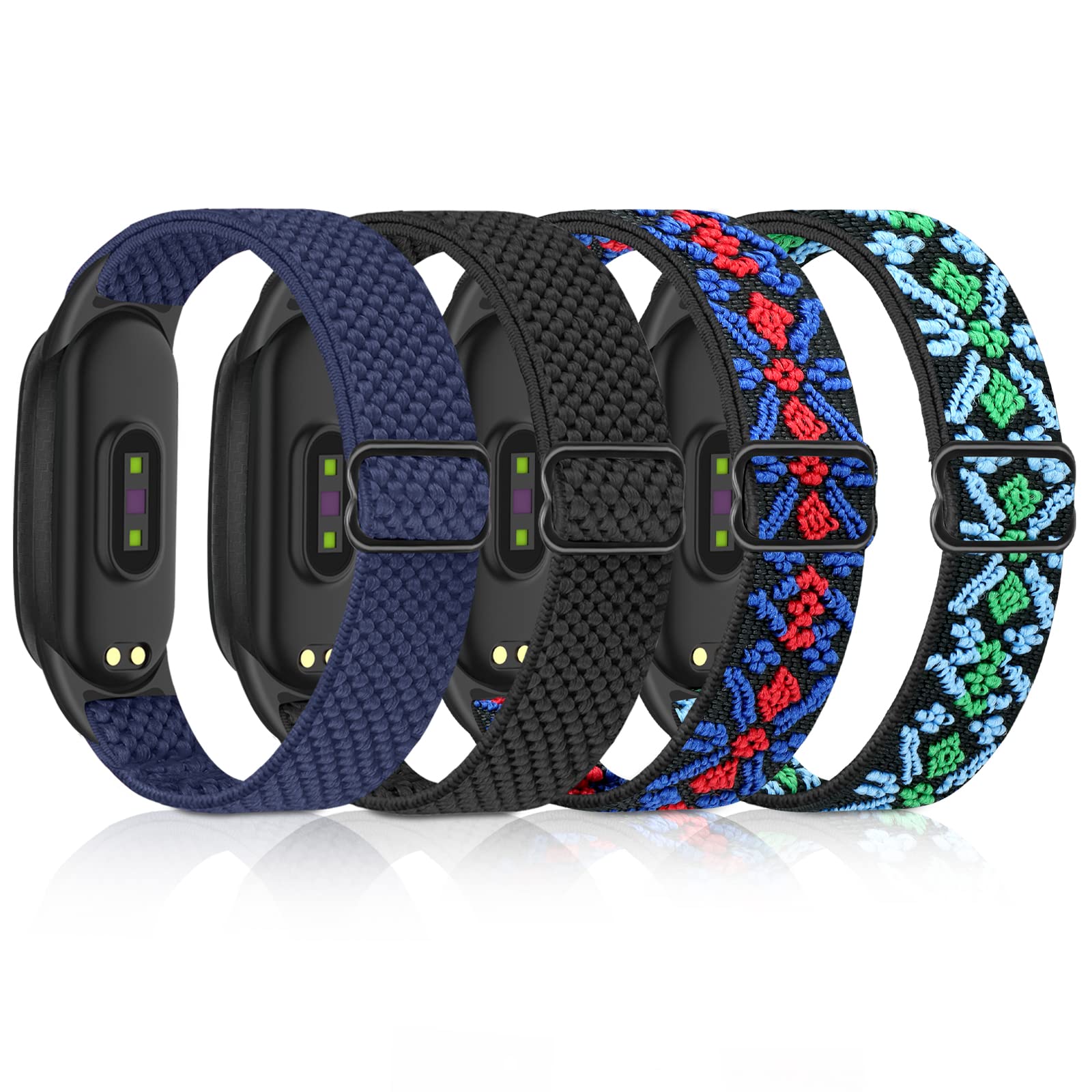 3 Stück Nylon Armband Für Xiaomi Mi Band - Dehnbare Ersatzarmbänder In Verschiedenen Farben