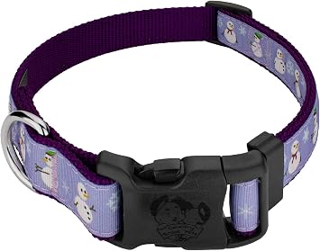 Country Brook Petz - Snowman Everyday Ribbon Dog Collar - Whimsical Nature Collection Featuring Unique Designs for Any Style 1 Inch, Medium