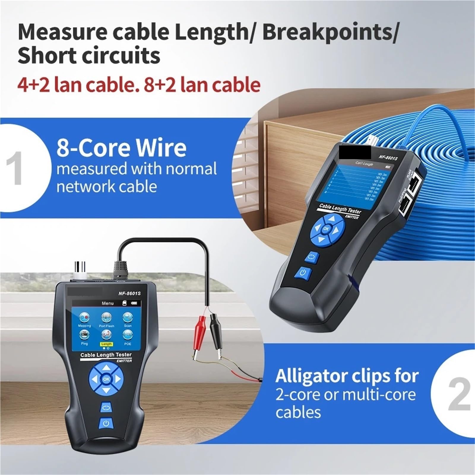Tester for cavi di rete NF-8601S Tracker for PING anti-interferenza Misuratore lunghezza Strumenti - Omni-Check