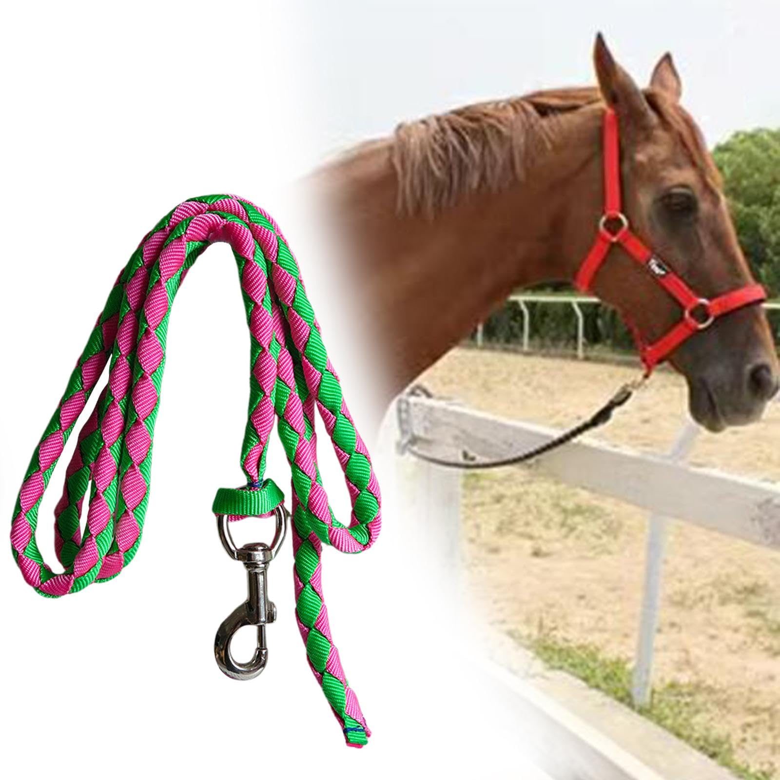 Yiju Equestrian Rope with Snap Hook for Horses, 3.5meters Green Pink