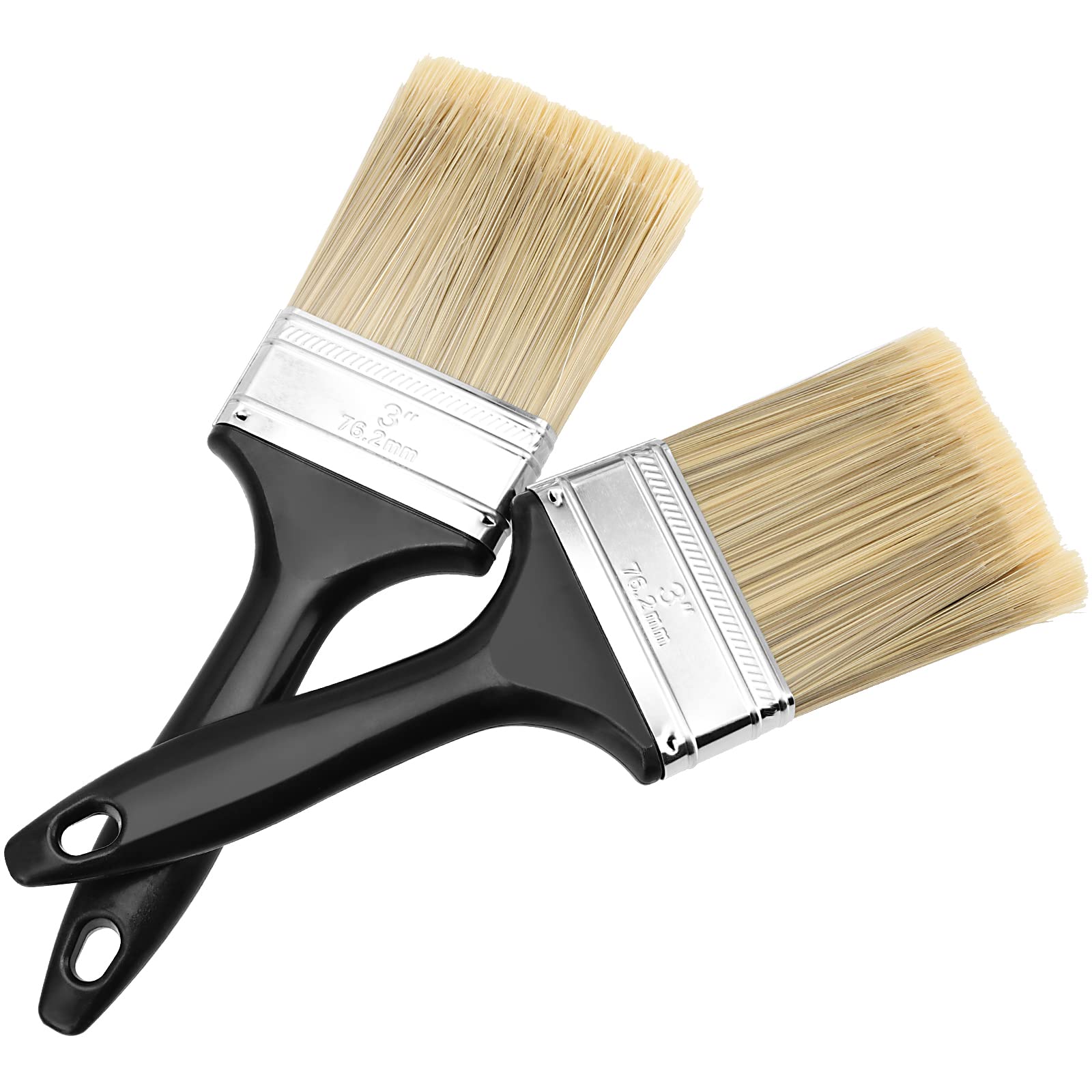 SOUJAP 14 pinceles de pintura de 3 pulgadas, cepillos de pintura de mango de plástico a granel, pinceles de pintura multiusos para pintura acrílica, recorte de paredes, barnizado de muebles