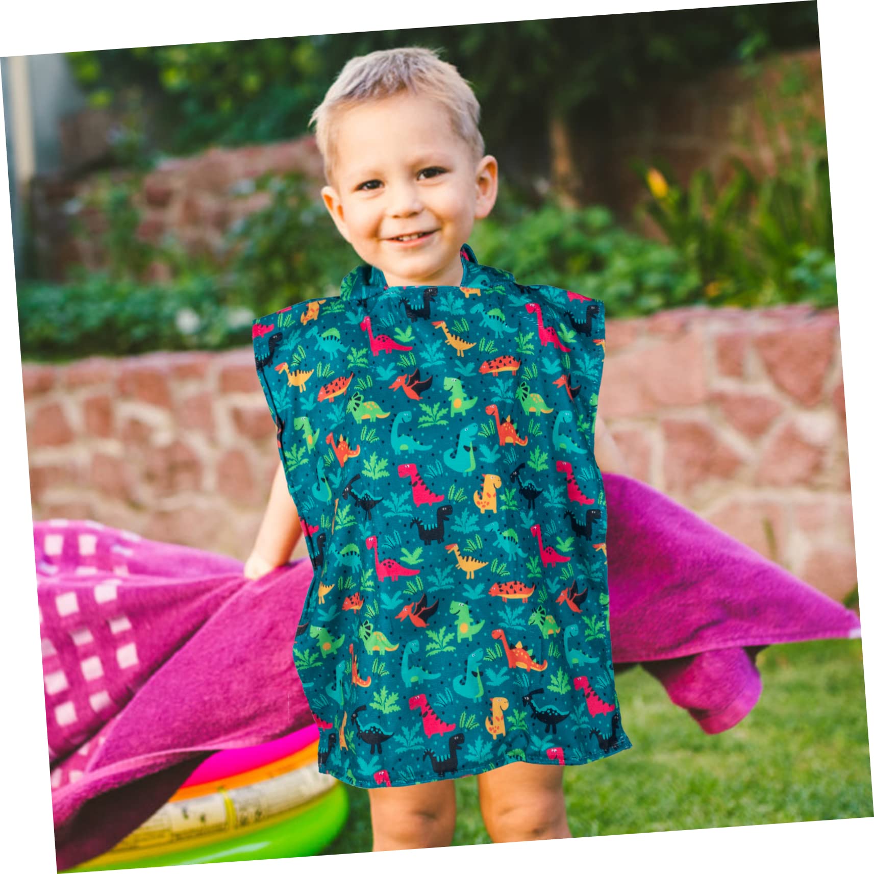 Ciieeo 2stücke Hooded Toddler Bathrobe Towel Dinosaur Design Super Absorbent Kids Bath Towel for Beach and Pool for Boys and Girls Soft Microfiber Material