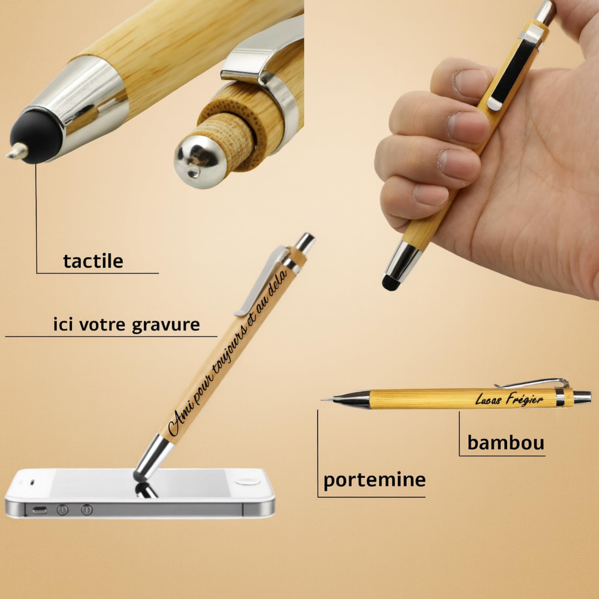 Stylos Personnalisés Bois Gravé avec Coffret Cadeau – Cadeau Couple Anniversaire Saint-Valentin