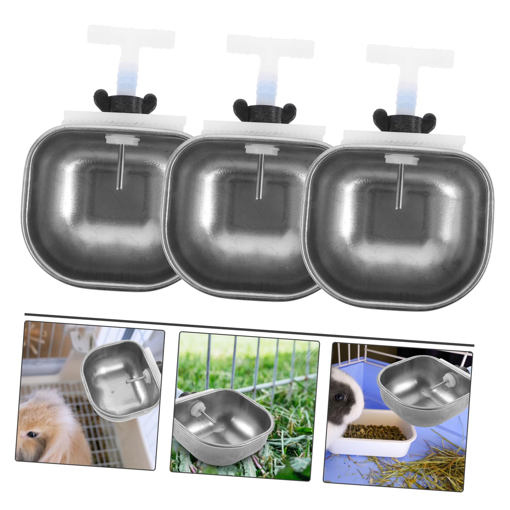 VANZACK 6pezzi Distributore Automatico Per Conigli Ciotola Inossidabile Da Facile Da Installare e Utilizzare Per Gabbie Di Piccoli Animali Domestici