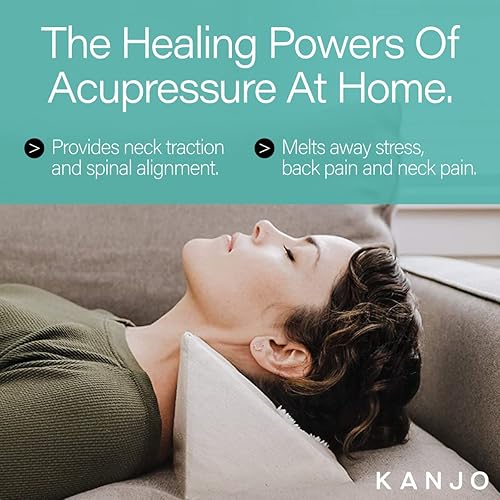 Miniatura 5 de Kanjo Alivio del dolor de cuello de acupresión, almohada de cuña de tracción cervical - Núcleo de espuma viscoelástica de alta densidad - Almohada