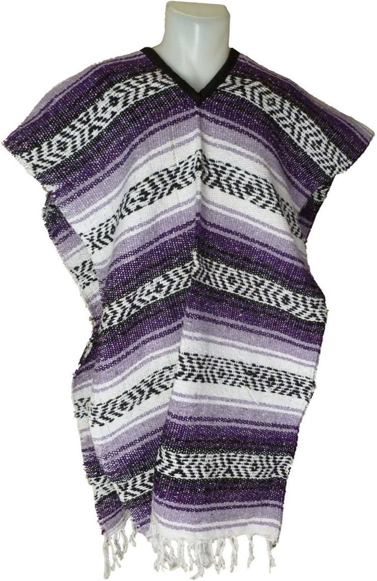 QueBaja Mexican Poncho Blanket Material Purple