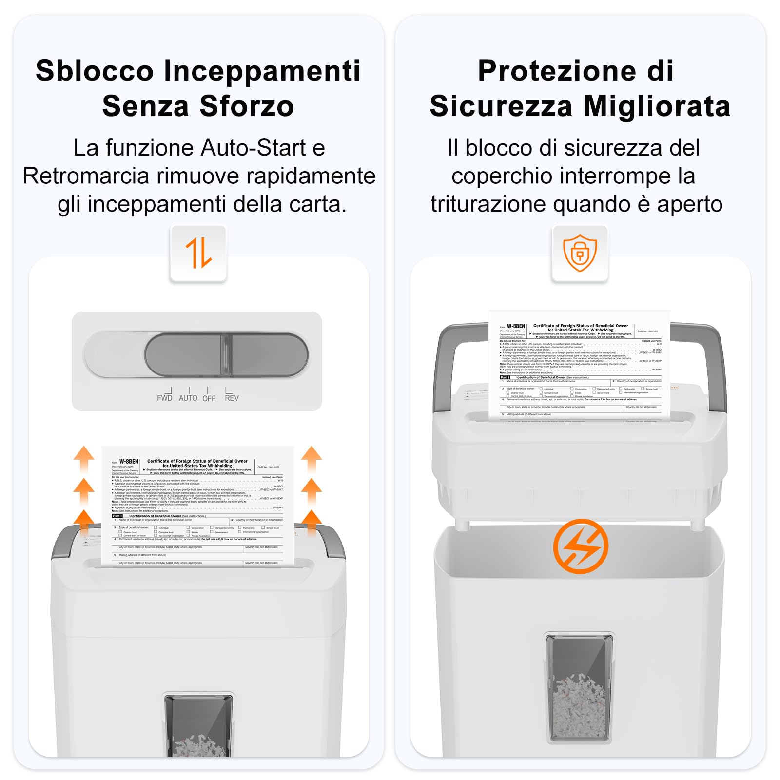 Bonsaii Distruggi Documenti 10 Fogli P4, Tritatutto Microtaglio con Contenitore 21L, Sistema Anti-Inceppo e Protezione Surriscaldamento per Ufficio/Casa, C275-B