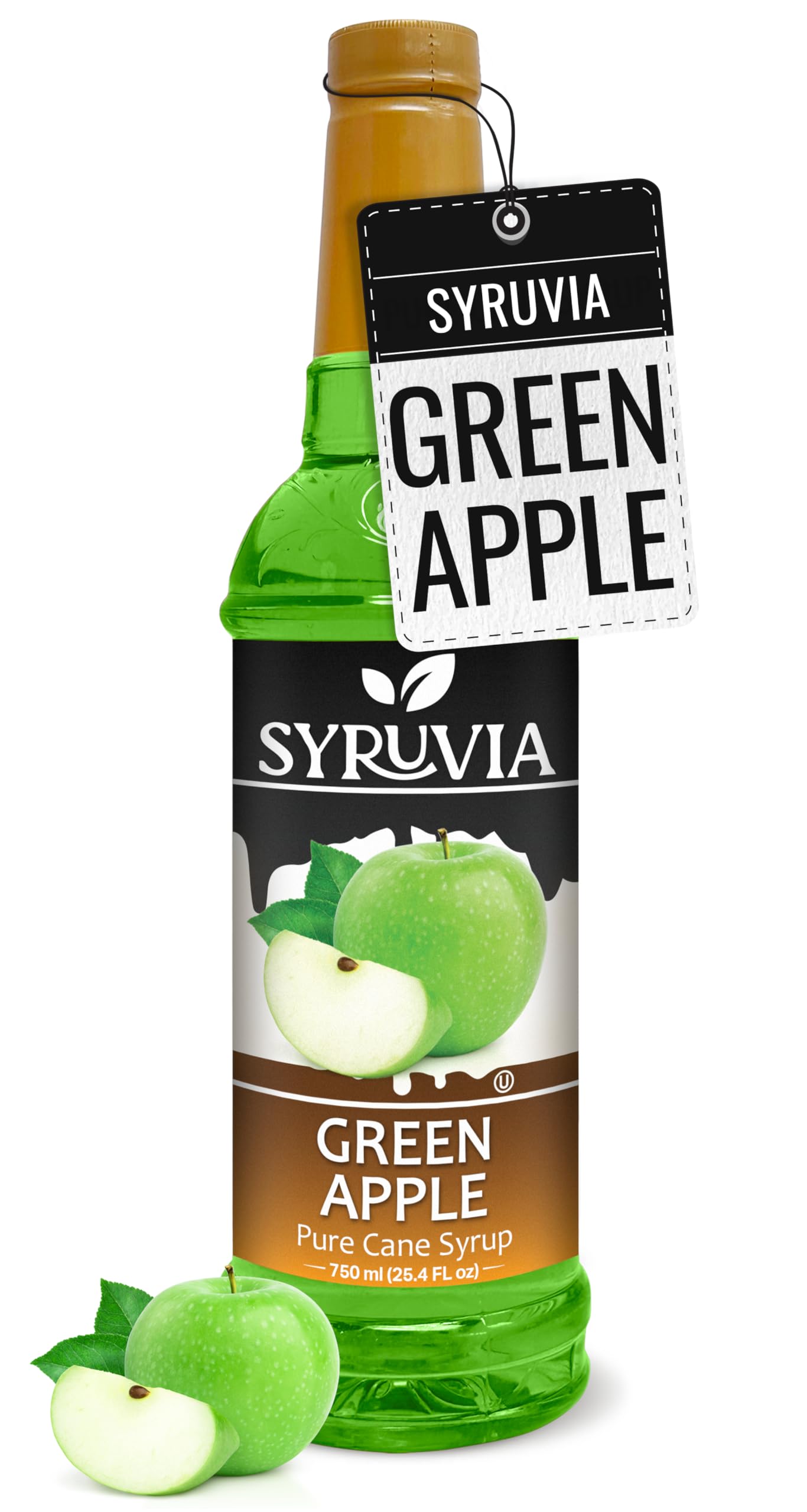 Syruvia Green Apple Syrup, Flavored Syrup for Drinks, Cocktails, Lemonades, Iced Teas, and Desserts – 25.4 fl oz
