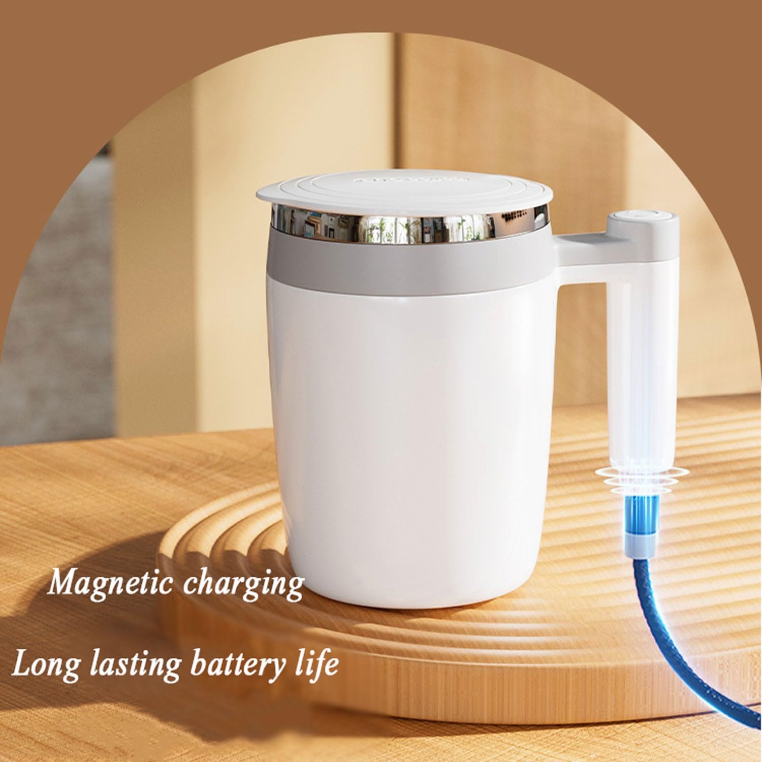 taza con agitador automático, taza de café agitadora automática magnética 403Ml, Taza autoagitado(2)