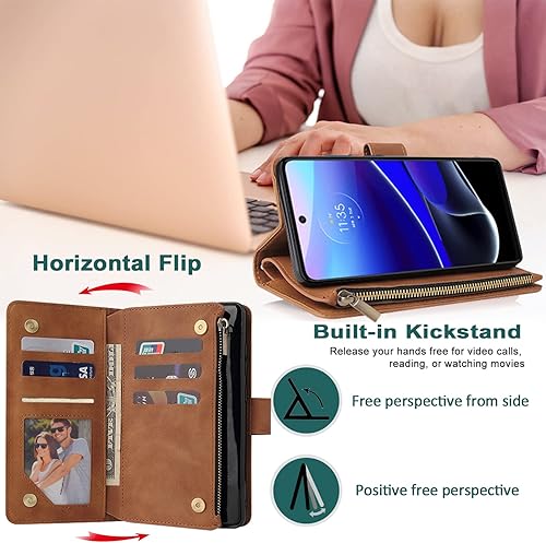 Miniatura 4 de RANYOK Funda tipo cartera para Moto G Stylus 5G 2022 de piel sintética de alta calidad con cierre RFID con cierre magnético funda protectora