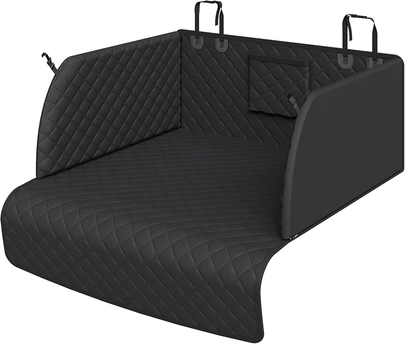 SUV Cargo Liner for Dogs, Pet Trunk Cover with Cushioned Sides | Full Coverage Non-Slip Cargo Cover with Bumper Flap Protector, Waterproof 600D Oxford, 28D High-resilience Foam, Safer Rides