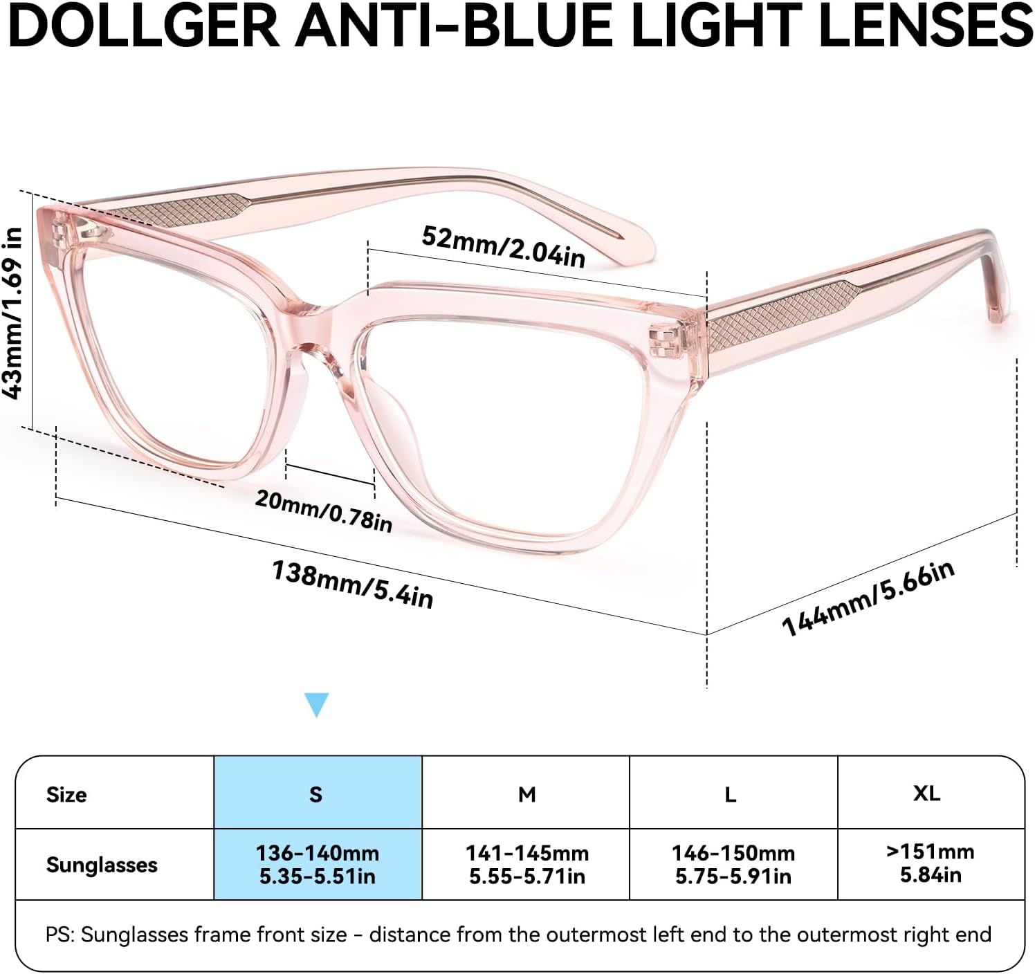 Dollger Blue Light Blocking Glasses For Woman Men Rectangle Cat Eye Computer BlueLight Glasses Clear Lens Non-Prescription