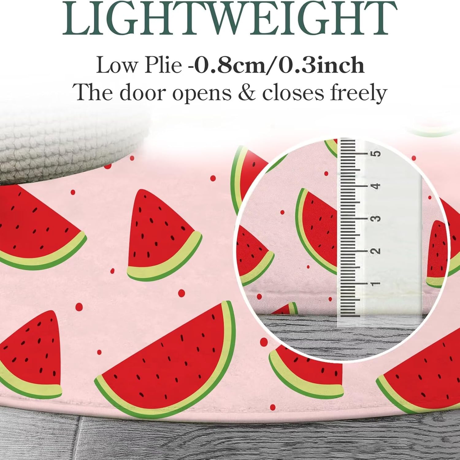 Round Watermelon Rug Pink Rugs for Bedroom Dorm Living Room Fruits Area Rug Floor Mat Pad Doormat Carpet, 3'X3'(90x90cm)
