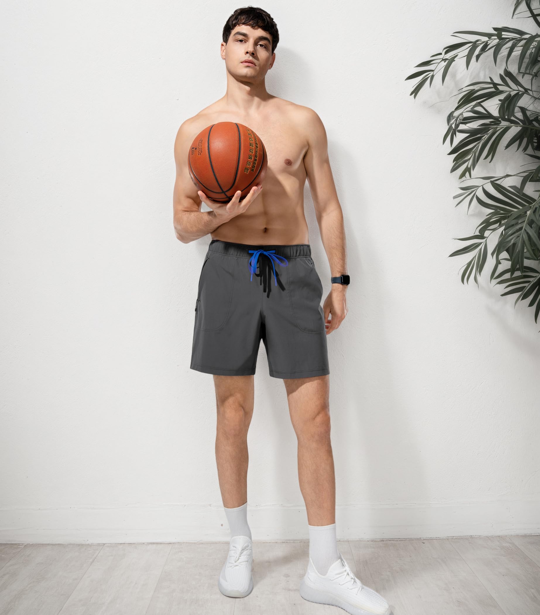 Separatec Pantalones cortos de senderismo para hombre, pantalones cortos casuales ligeros de secado rápido de 7 pulgadas con bolsillos con cremallera para actividades al aire libre, correr, viajes