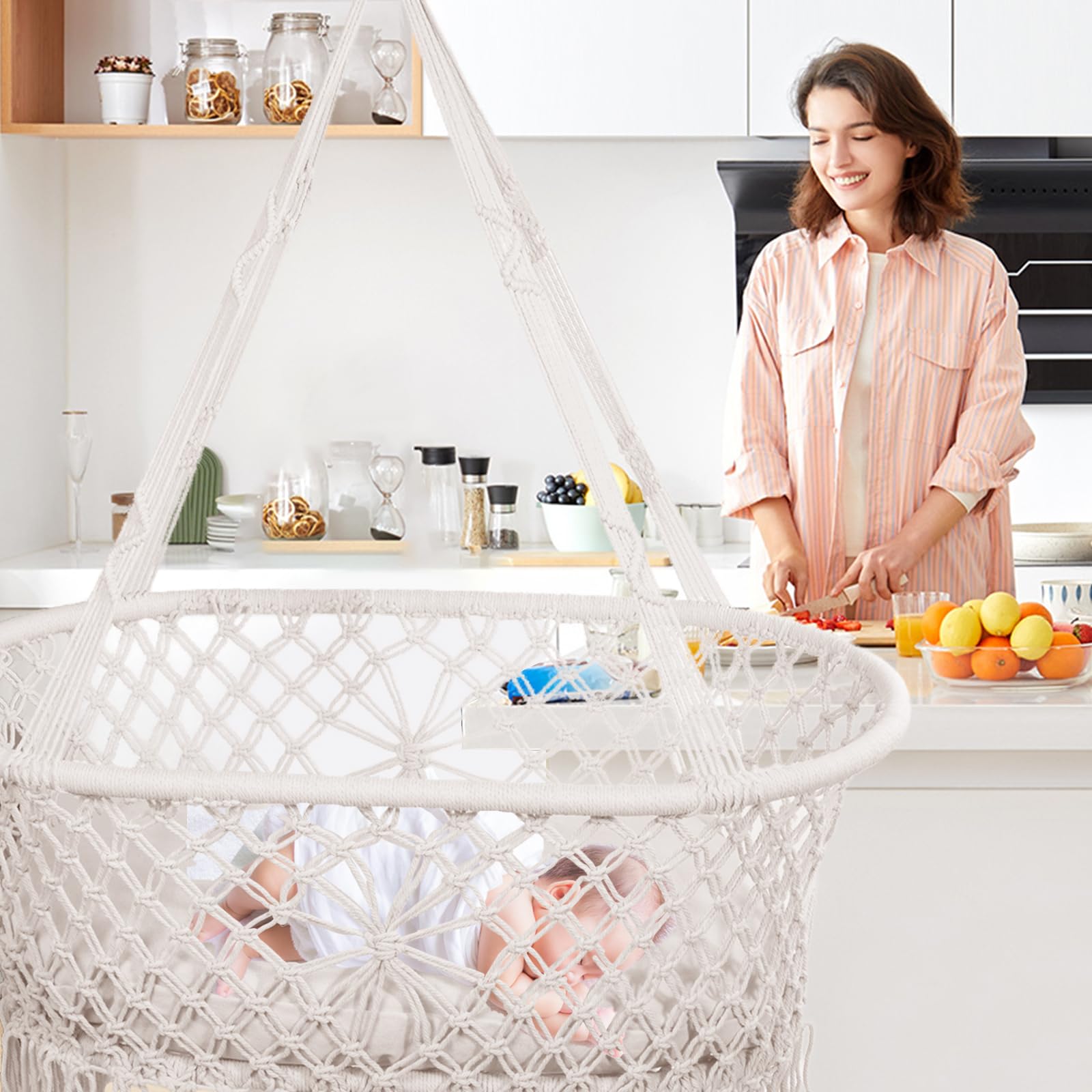 Berceau Suspendu Bébé Hamac Bebe Suspendu Hamc Bebe Lit Suspendu Bebe Couffin Suspendu de Haute qualité Hamac pour bébé Fabriqué en Corde De Coton pour Nouveau-né