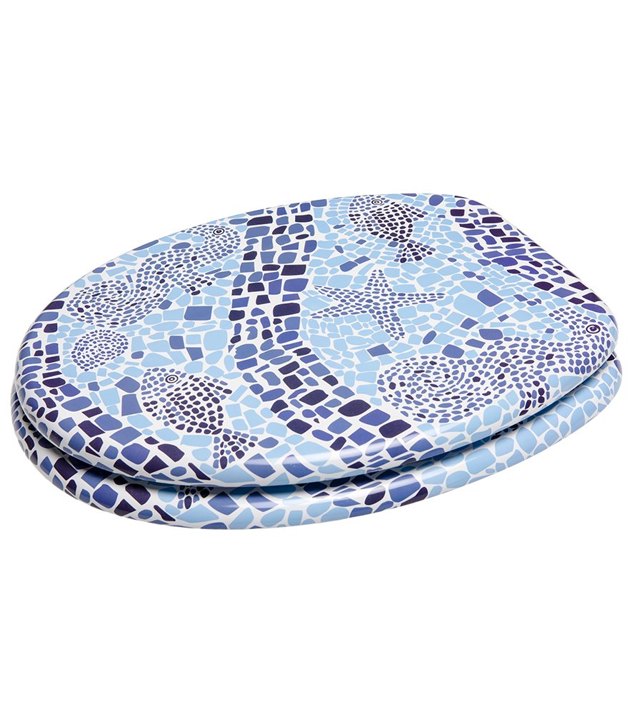 Sanilo Abattant WC, Grande sélection de lunettes de toilette, Finition de haute qualité, Charnières robustes, Fixation facile (Mosaïque mondiale)
