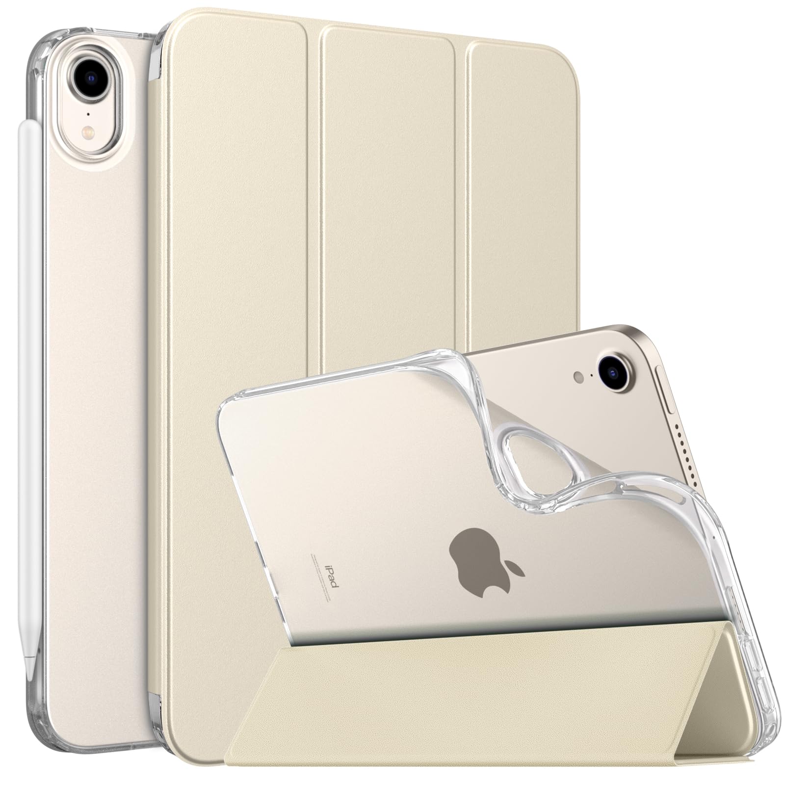 MoKo Case Fit New iPad mini 7 (A17 Pro) 2024, iPad mini 6th Generation Case 2021 (8.3-inch), iPad mini 6 Case, Soft TPU Translucent Frosted Back Cover