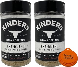 Pegasus Premium Variety Pack - Kinder's The Blend Seasoning 10.5oz (2-Pack) and Pegasus Premium Brands 3-Step Lid Cover
