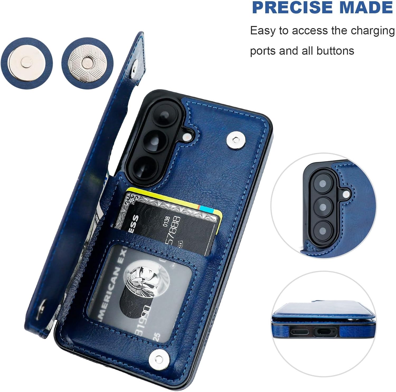 ONETOP for Samsung Galaxy S26 Wallet Case with Card Holder, PU Leather Kickstand Card Slots Case, Double Magnetic Clasp and Durable Shockproof Cover 5G 6.3 Inch(Blue)