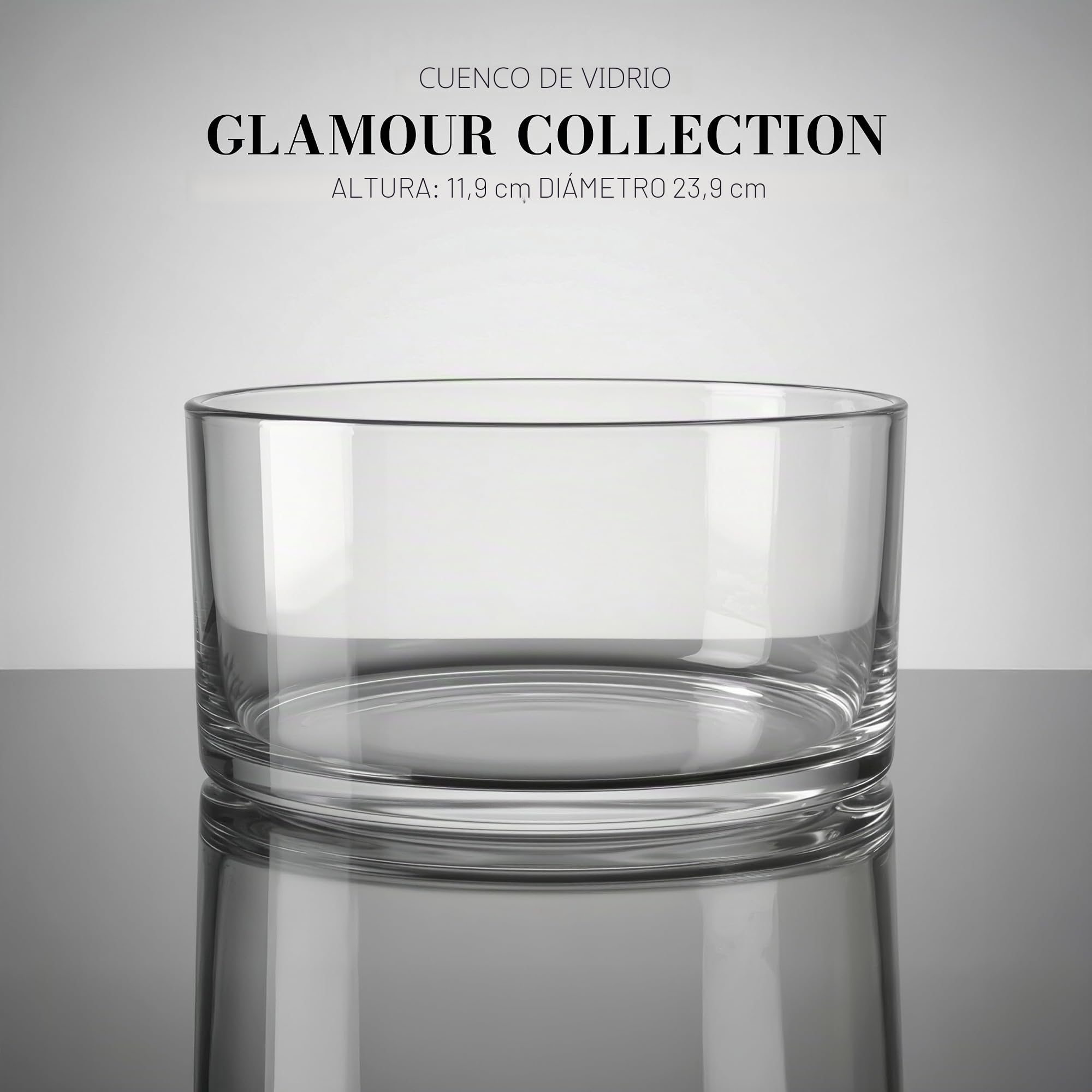 KROSNO Ensaladera de cristal, 24 cm, Hecho a mano, Colección Glamour | Bol ensalada, frutero, aperitivos, cocina, Cristal sin plomo, Apto para lavavajillas, Cristalería elegante, Idea de regalo
