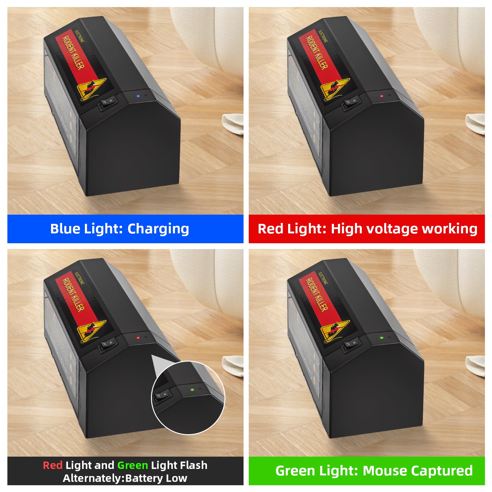 Trappola elettrica per topi Zapper potente trappola per topi interni per case con porta anti-fuga, efficace e riutilizzabile, trappola elettrica per roditori e topi, anti-shock, per casa, cucina