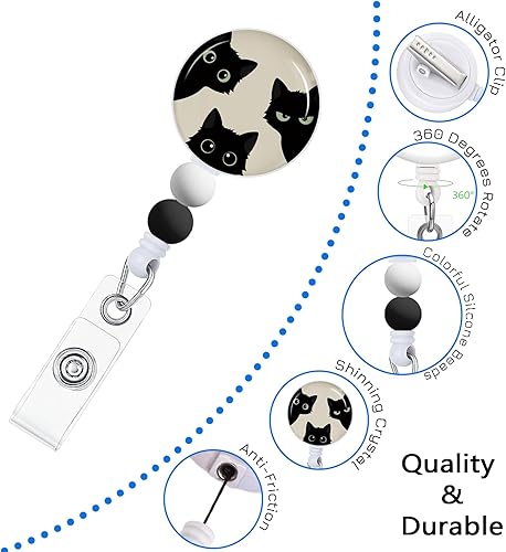 Vista 52 de Immaturus Carrete retráctil con cuentas, lindo y divertido soporte para tarjetas de identificación retráctiles, clips de insignia, llavero para Nave